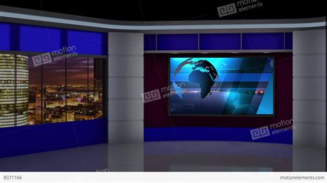 News Tv Studio Set 87 Virtual Background Loop Stock Video Footage