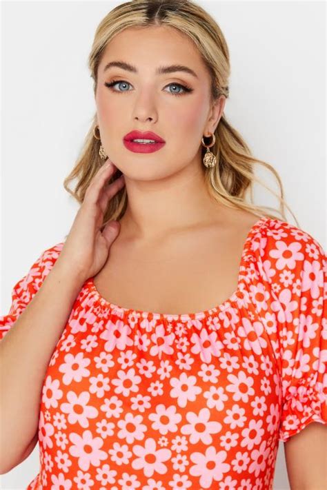 Limited Collection Plus Size Pink Retro Floral Print Top Yours Clothing