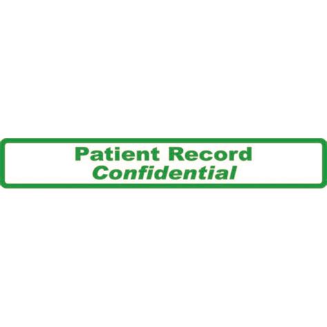 Hipaa Labels Patient Record Confidential White And Green 6 12 X