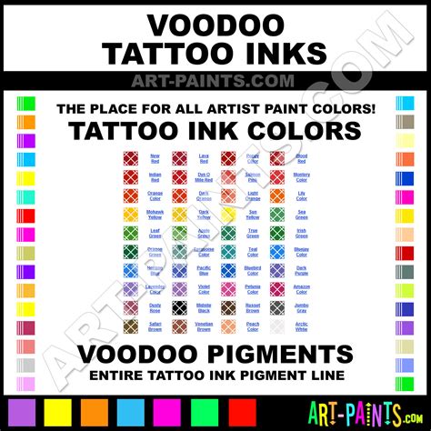 Voodoo Ink Tattoo Ink Pigment Paint Colors Voodoo Ink Paint Colors