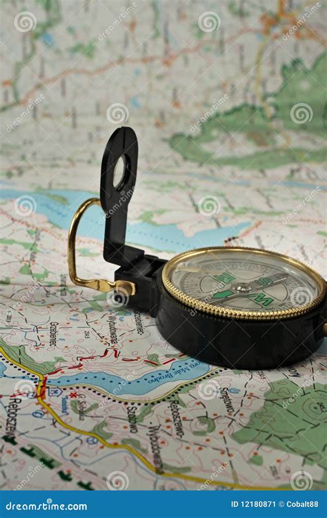 Compass On The Detailed Map Stock Image Image Of Travel Mission