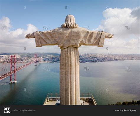 Aerial View Of Cristo Rei Statue Lisbon Portugal Stock Photo Offset