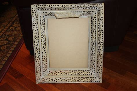 Vintage White Washed Gold Lighted Metal Picture Frameshabby Etsy