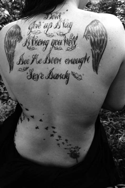 Words And Angel Wings Tattoo