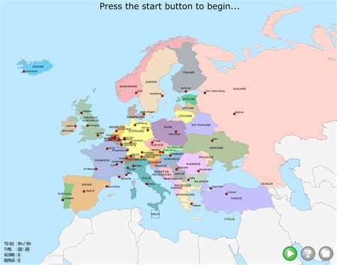 Basiskaart Europa Mapa de países y ciudades de Europa. TopoMania