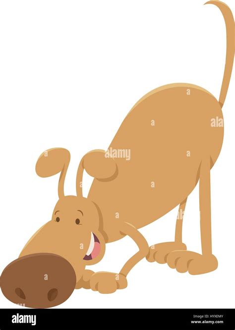 Cartoon Illustration Of Funny Sniffing Dog Animal Character Stock