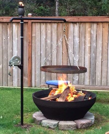 My Custom Swinging Fire Pit BBQ Cooking Grate The Cooking Grate Raises And Lowers Ma Designs