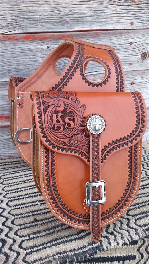 Custom Made To Order Western Leather Floral Tooled Saddlebags Saddle