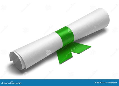Diploma And Green Ribbon Stock Photo Image 43787314