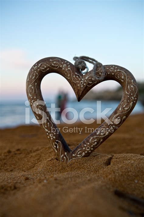 Couple And Heart On Beach Stock Photo Royalty Free Freeimages