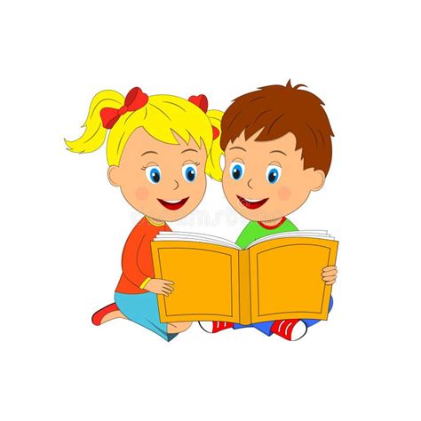 Boy And Girl Sit And Read Book Stock Vector Illustration Of School