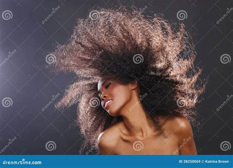 Stunning Portrait Of An African American Black Woman With Big Ha Stock