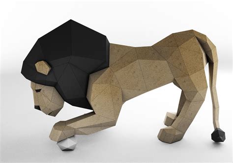 Lowpoly Lion Papercraft 3d Model 3d Printable Cgtrader
