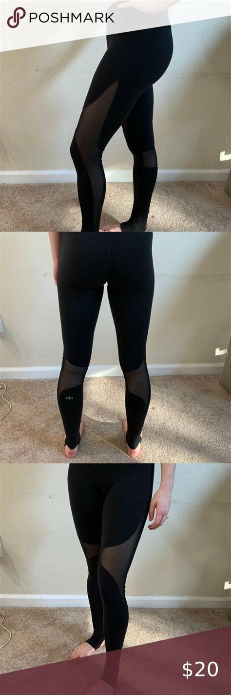 alo yoga high waist mesh inset leggings in black