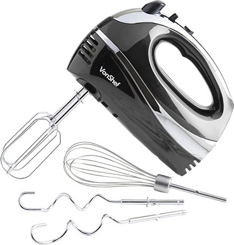 VonShef Professional 300W Hand Mixer Black Includes Chrome Beaters