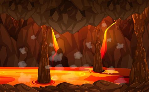 Infernal Dark Cave With Lava Scene 1522258 Vector Art At Vecteezy