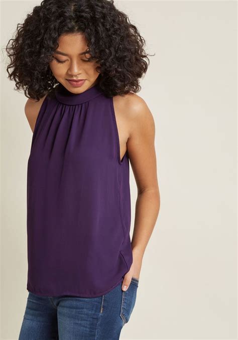 Truly Trusty Sleeveless Top In Purple Purple Blouse Tops Purple Outfits