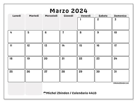 Calendario Marzo 2024 44ld Michel Zbinden Ch