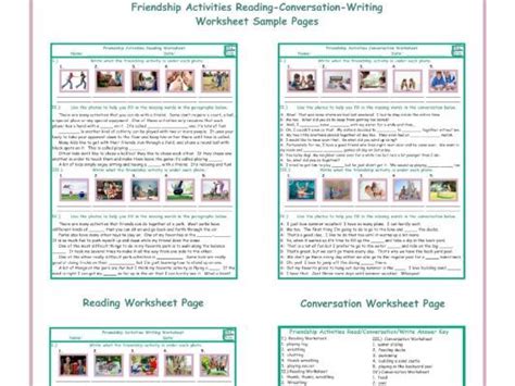 Friendship Activities Reading Conversation Writing Worksheets