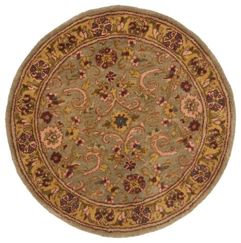 Lay out beautiful artwork and trending patterns from independent artists across the world. Traditional Heritage Round 3'6" Round Green-Gold Area Rug - Traditional - Rugs - by RugPal