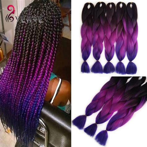 Purple Braiding Hair Ombre Two Tone High Temperature Fiber Expression Ts Leads Purple