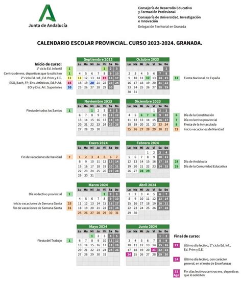 Calendario Escolar 2023 2024 En Andalucía 🗓️ 🏕️☀️