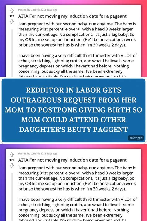 Redditor In Labor Gets Outrageous Request From Her Mom To Postpone