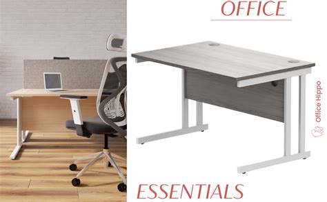 office hippo essentials rectangular writing computer work place home office desk with cable
