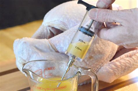 This marinade method will result in exceptionally tender turkey meat with a more heavily concentrated flavor, due to the fact that the marinade was injected rather than merely slathered on top. Garlic Butter Turkey Injection Marinade - BBQ & Grilling