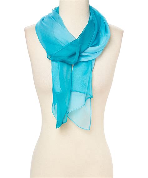 Aqua Blue Ombre Winter Scarfs For Women Fashion Polyster And Silk Fabric Casual Spring Fall