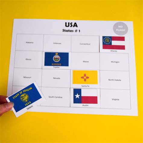 Usa States Capitals And Flags Printable Bingo And Memory Games