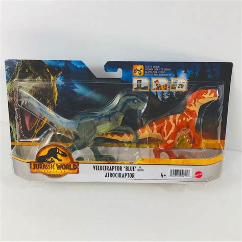 Mattel Toys Jurassic World Dominion Velociraptor Blue Vs Atrociraptor Dino Battle 2 Pack