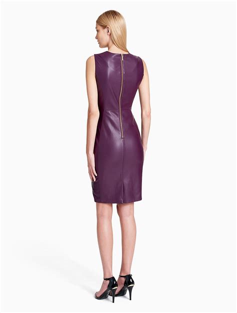 Calvin Klein 205w39nyc Faux Leather Sheath Dress In Purple Lyst