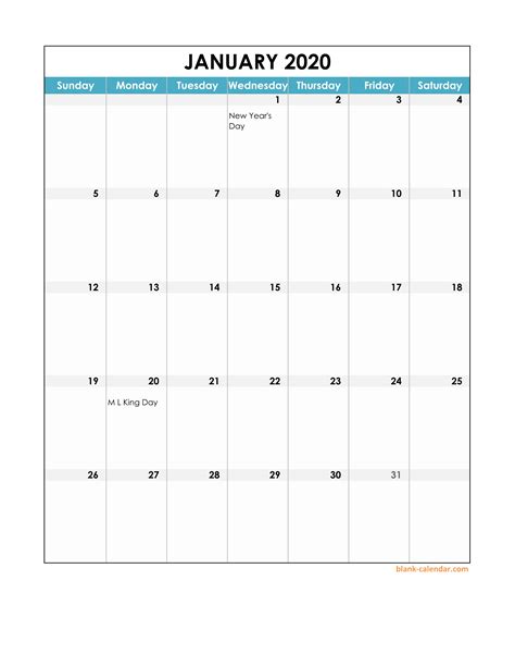 Free Download 2020 Excel Calendar Full Page Table Grid Us Holidays