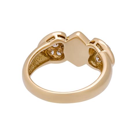 Vintage Christian Dior 18k Yellow Gold Coral Diamond Ring Ring
