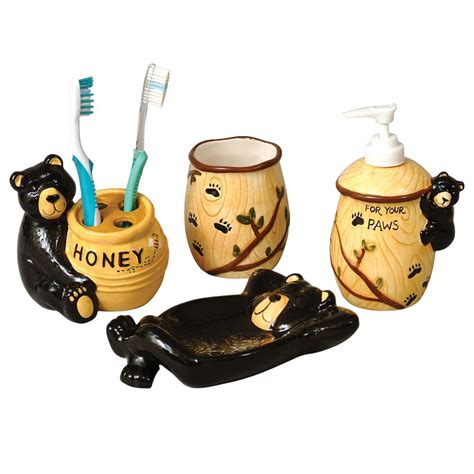 Check out our bear bathroom decor selection for the very best in unique or custom, handmade pieces from our home & living shops. Ceramic Bear Bathroom Accessory Set - 4 pcs | Bathroom ...