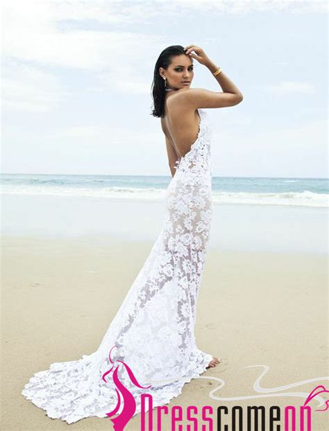 Beach Backless Wedding Dress Sexy Mermaid Lace White Open Backs Summer Wedding Dresses