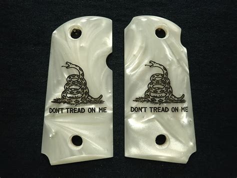 Pearl Dont Tread On Me Engraved Kimber Micro 9 Grips Ls Grips