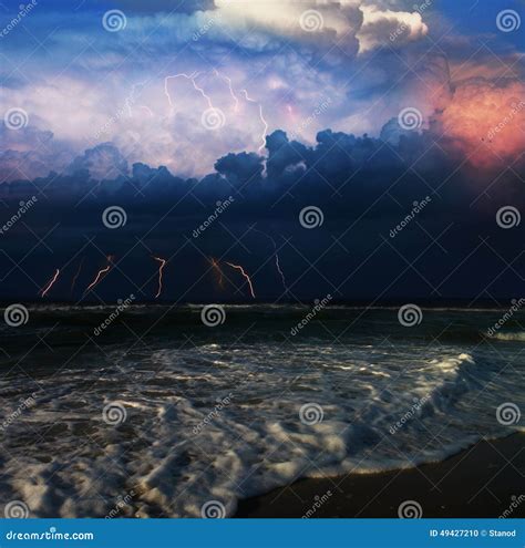 Stormy Sea Stock Photo Image Of Rain Cloud Dramatic 49427210