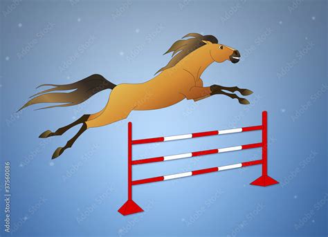 Cartoon Illustration Of Jumping A Horse Stock Illustration Adobe Stock