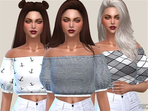 Cute Tops 045 Sims 4 Clothing Sims 4 Tops Sims 4 Cc Female Cloud Hot Girl