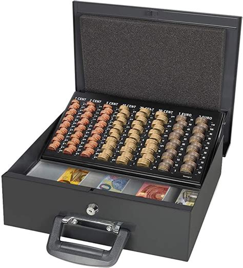 Large Cash Box With Key Lock Parrency Portable Metal Money Box With