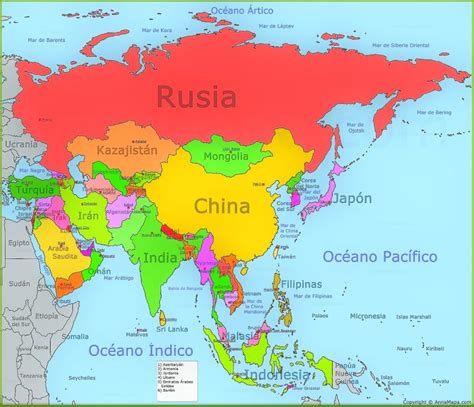 Mapa De Asia Para Imprimir Pol Tico F Sico Mudo Nombres