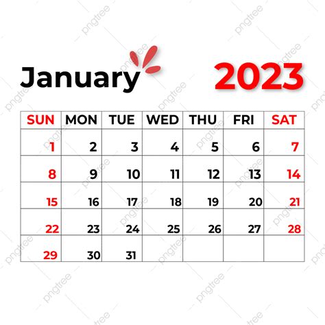 2023년 1월 월간 달력 2023년 1월 달력 달력 2023 2023년 1월 Png 일러스트 및 벡터 에 대한 무료 다운로드 Pngtree
