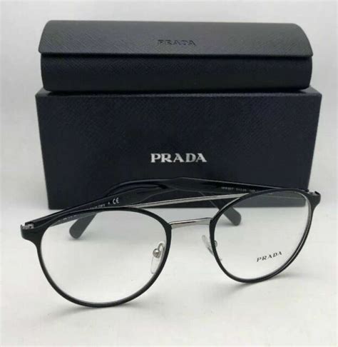 New Prada Eyeglasses Vpr 60t 1ab 1o1 51 20 140 Black And Silver Frames W Clear Ebay