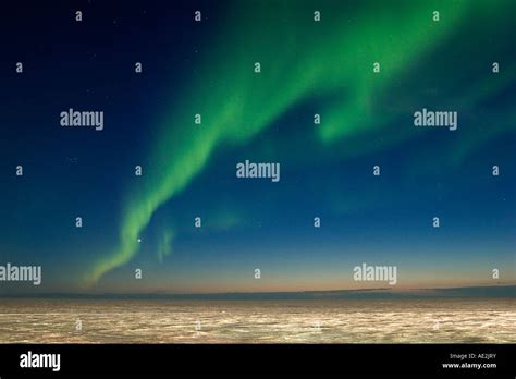 Northern Lights Over Arctic Tundra Stock Photo Alamy