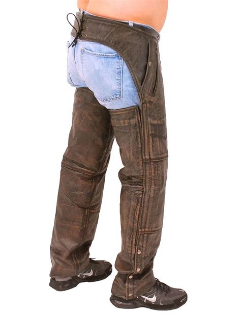 4 Pocket Vintage Brown Leather Chaps W Removable Lining Ca5500zdn Jamin Leather™