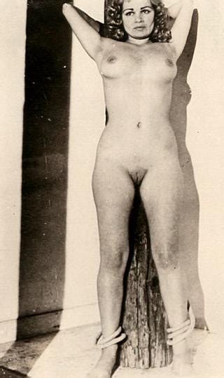 Vintage Old Woman Standing Nude