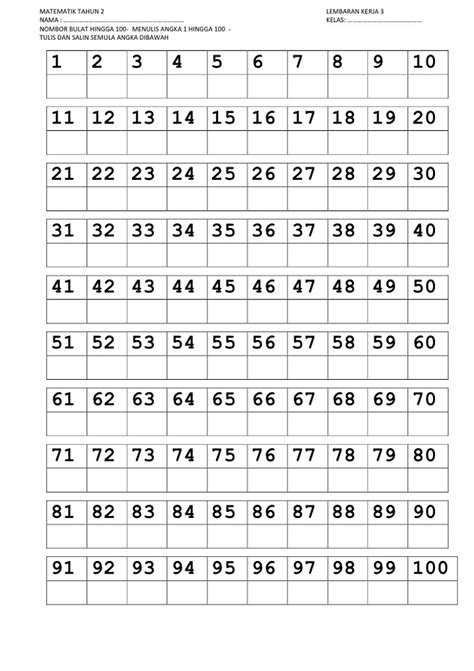 Trace Numbers 1 100 Activity Shelter Printable Worksheets