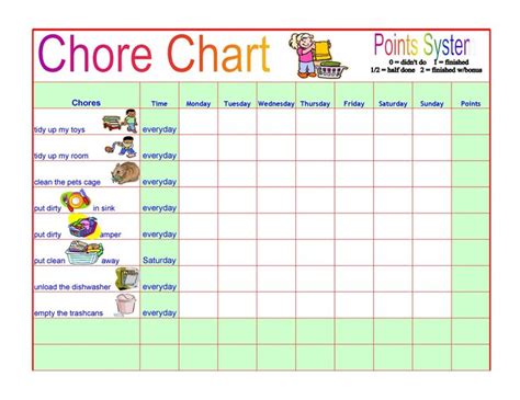 Printable Chore Chart For Multiple Kids